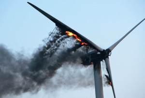 burning wind turbine